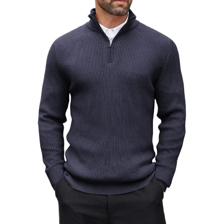 Positano quarter-zip knit jumper in navy