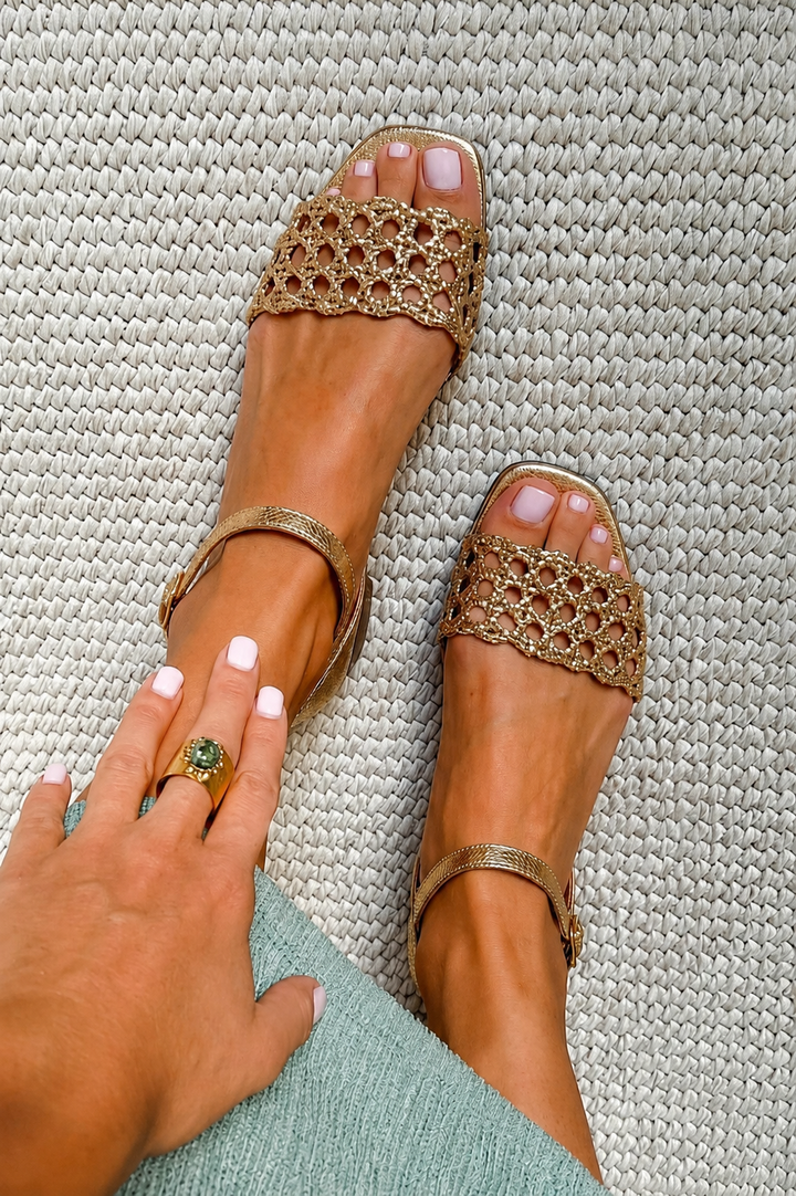 Aurora Enchanted Golden Sandals for Summer, view 2