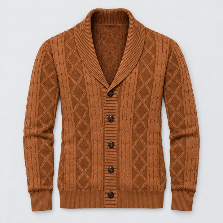 Bradford Cable Knit Cardigan - Cognac Tan