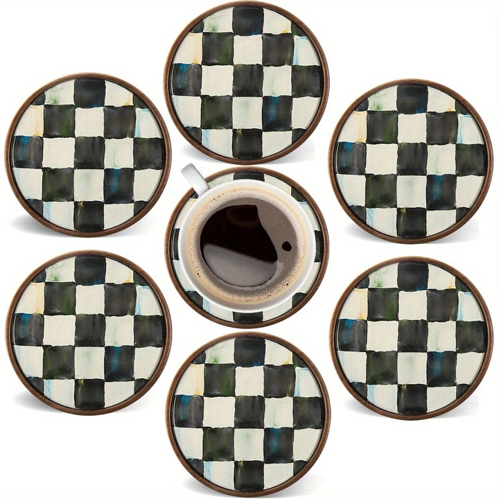Scacco set of six checkered coasters