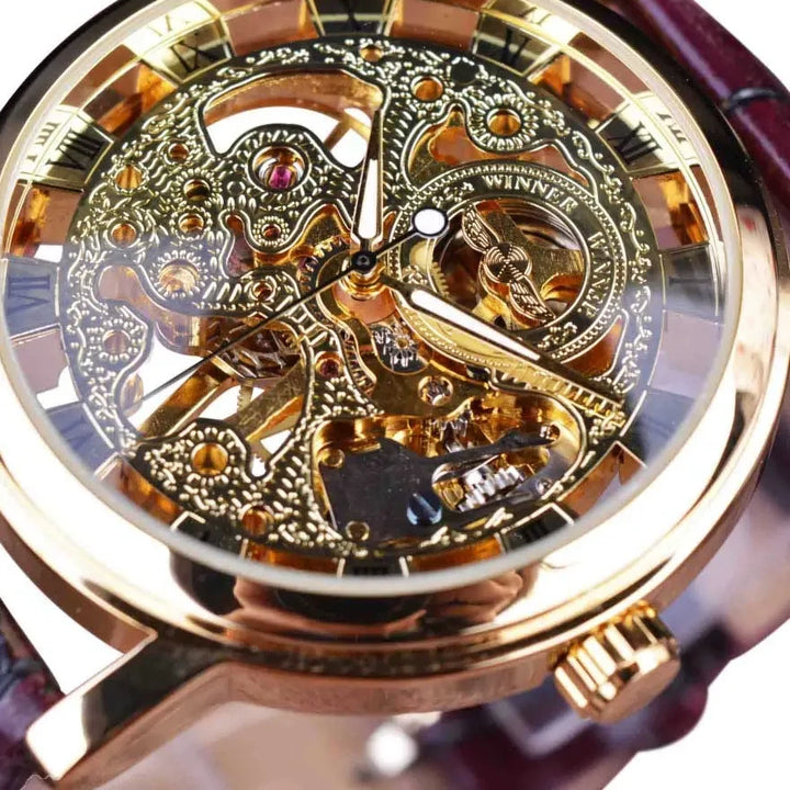 Scheletro watch Gold / Brown Strap