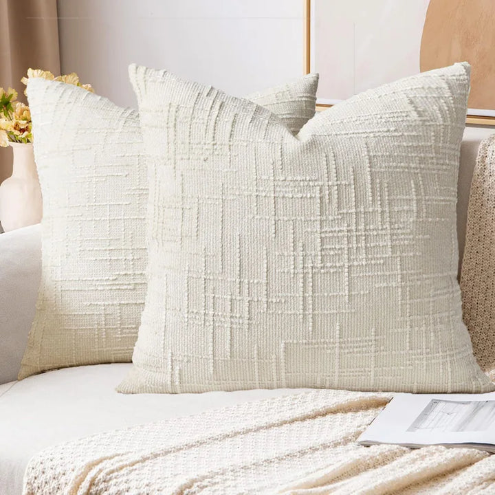 Siena chenille cushion cover in Cream White