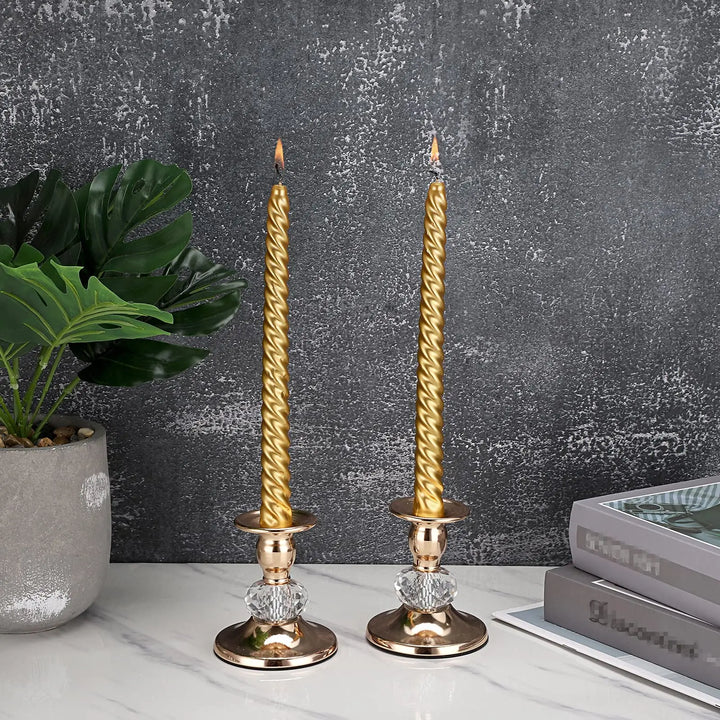 Vittoria taper candle holders in gold