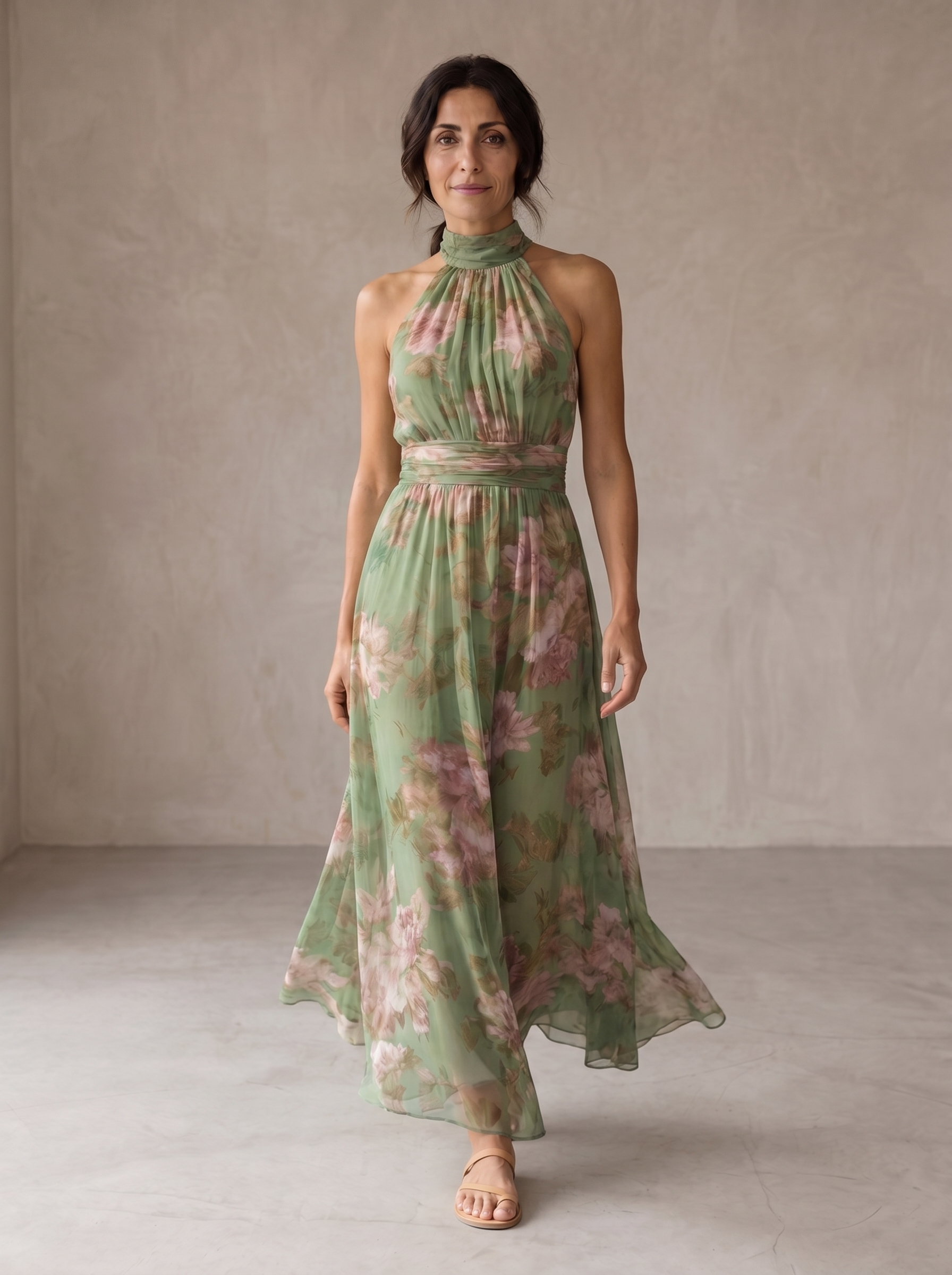 Woman in a floral halter maxi dress — Women's Summer Essentials
