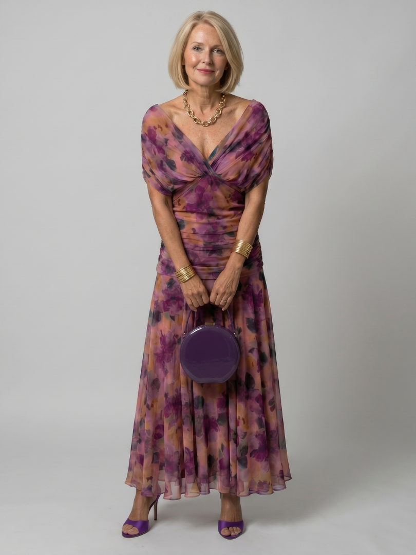 Calla women's off-shoulder flowing midi dress – Avinos Milano