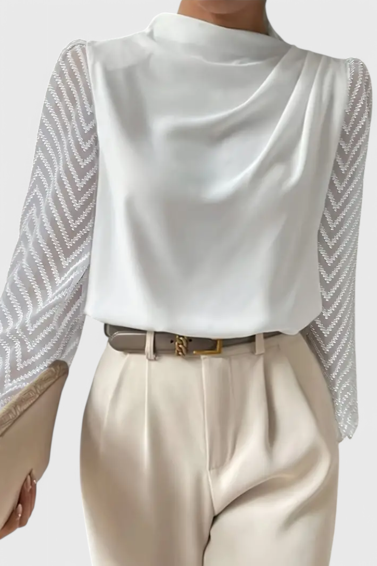 Zaraa Sheer Sleeve Fluid Blouse – women's shirts