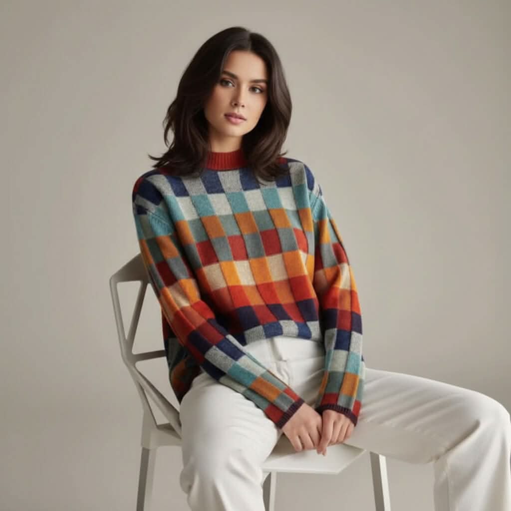 Emma Checked Merino Wool Sweater – women's sweaters