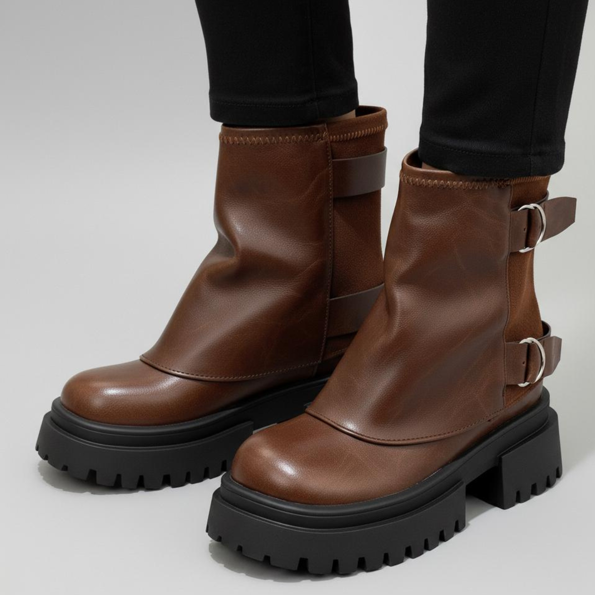 Elena Buckle Lug Boots – women's shoes