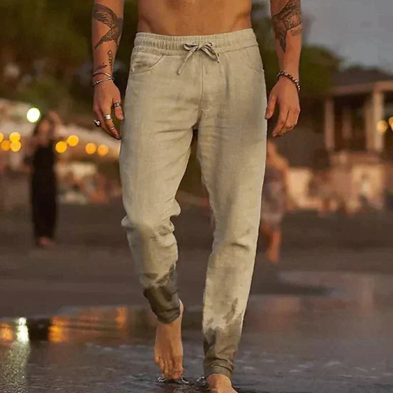 Men's linen beach pants in a relaxed cut – Avinos Milano