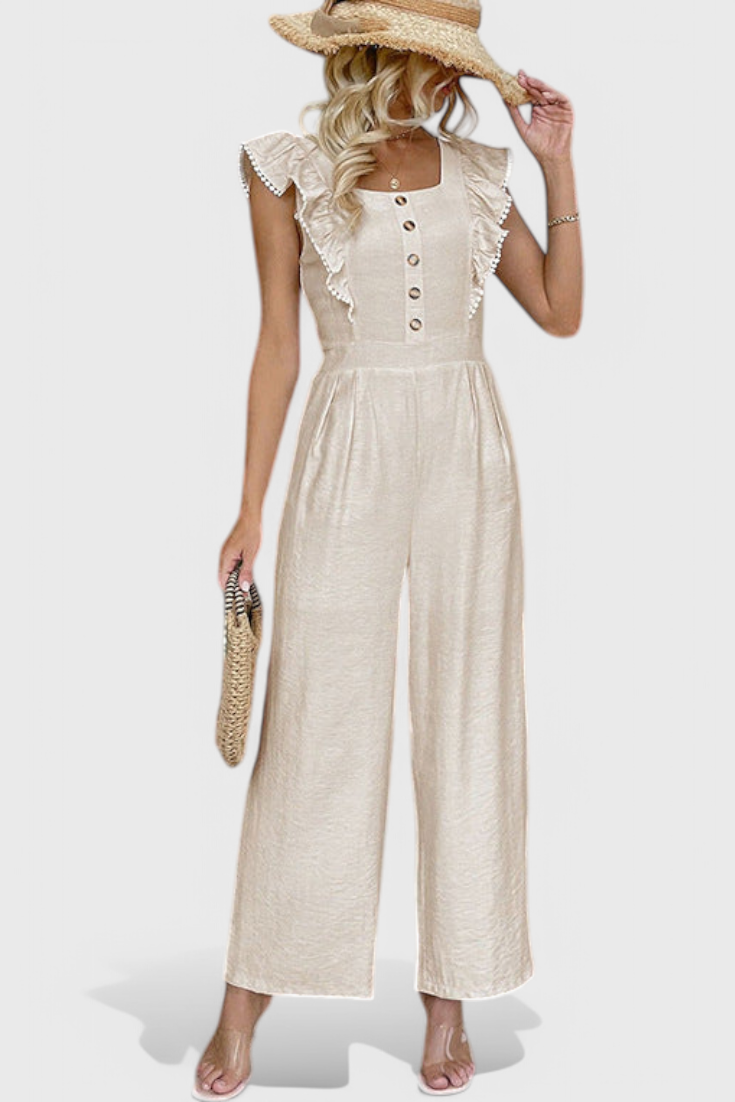 Amahle Linen Set with Ruffled Sleeves and High Waisted Design – women's jumpsuits