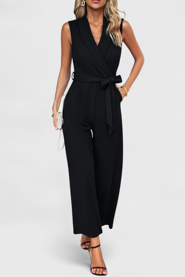 Luciana Adjustable Waist Cross Back Jumpsuit with Flared Legs – women's jumpsuits