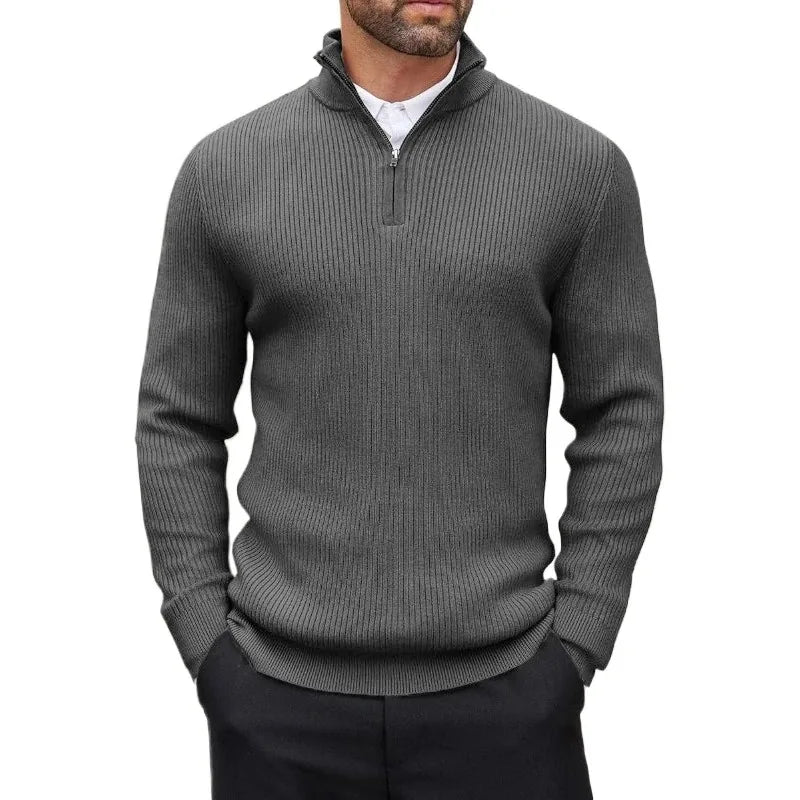 Positano quarter-zip knit jumper in dark grey