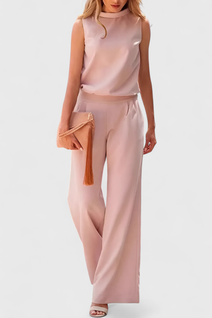 Winnie Wide Leg Fluid Jumpsuit with Round Neck – women's jumpsuits