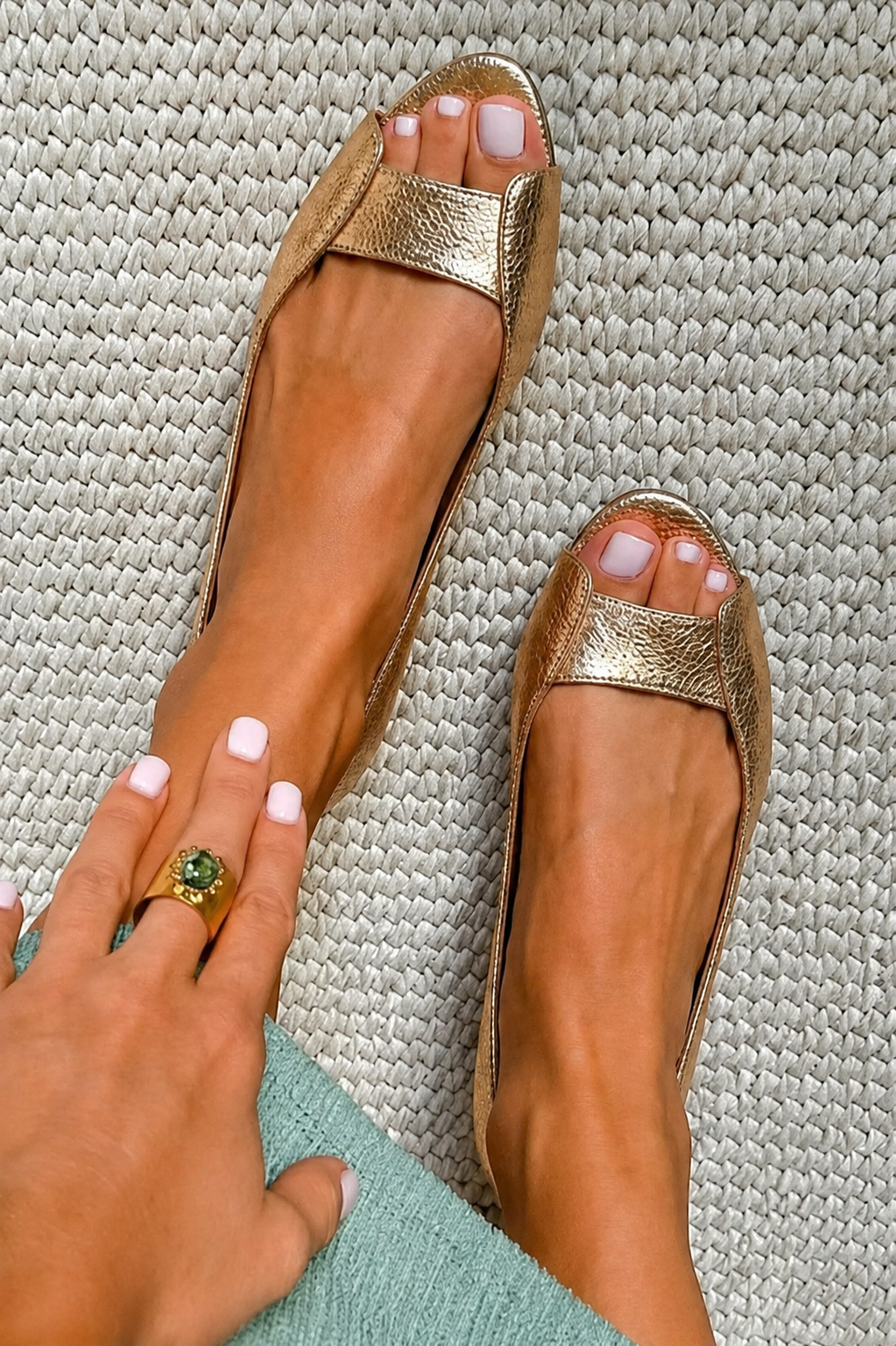 Adelina Stylish Comfort Golden Sandals, view 2