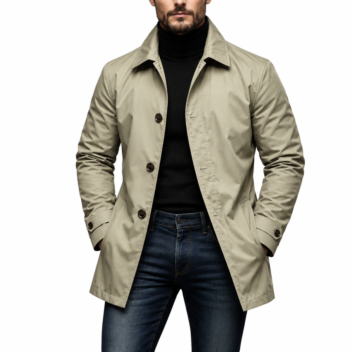 Adrian men's water-resistant coat in khaki