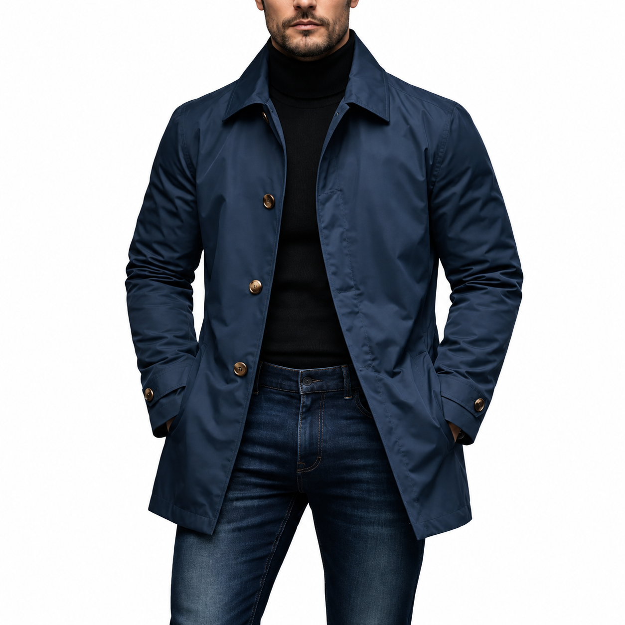 Adrian men's water-resistant coat in navy blue