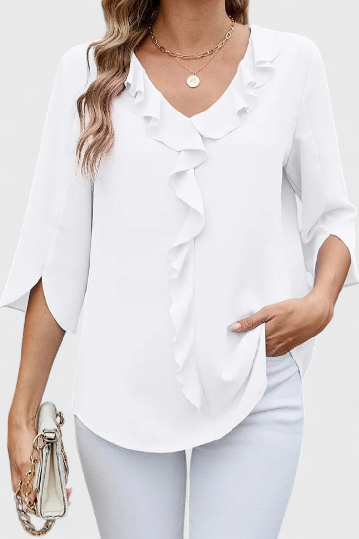 Annemiek Lightweight Flared Blouse in Soft Fabric – women's shirts, view 3