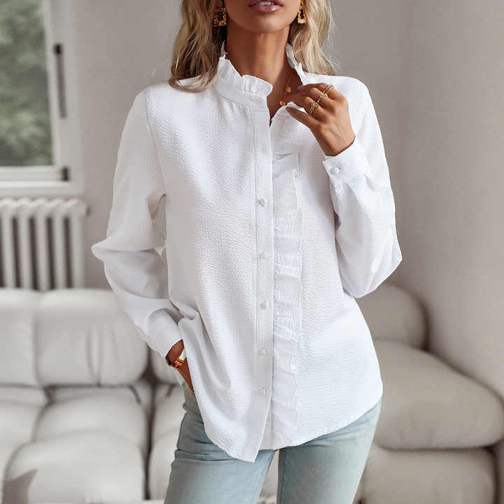 Petra Elegant Long Sleeve Blouse with Cuff Collar – women's shirts, view 3
