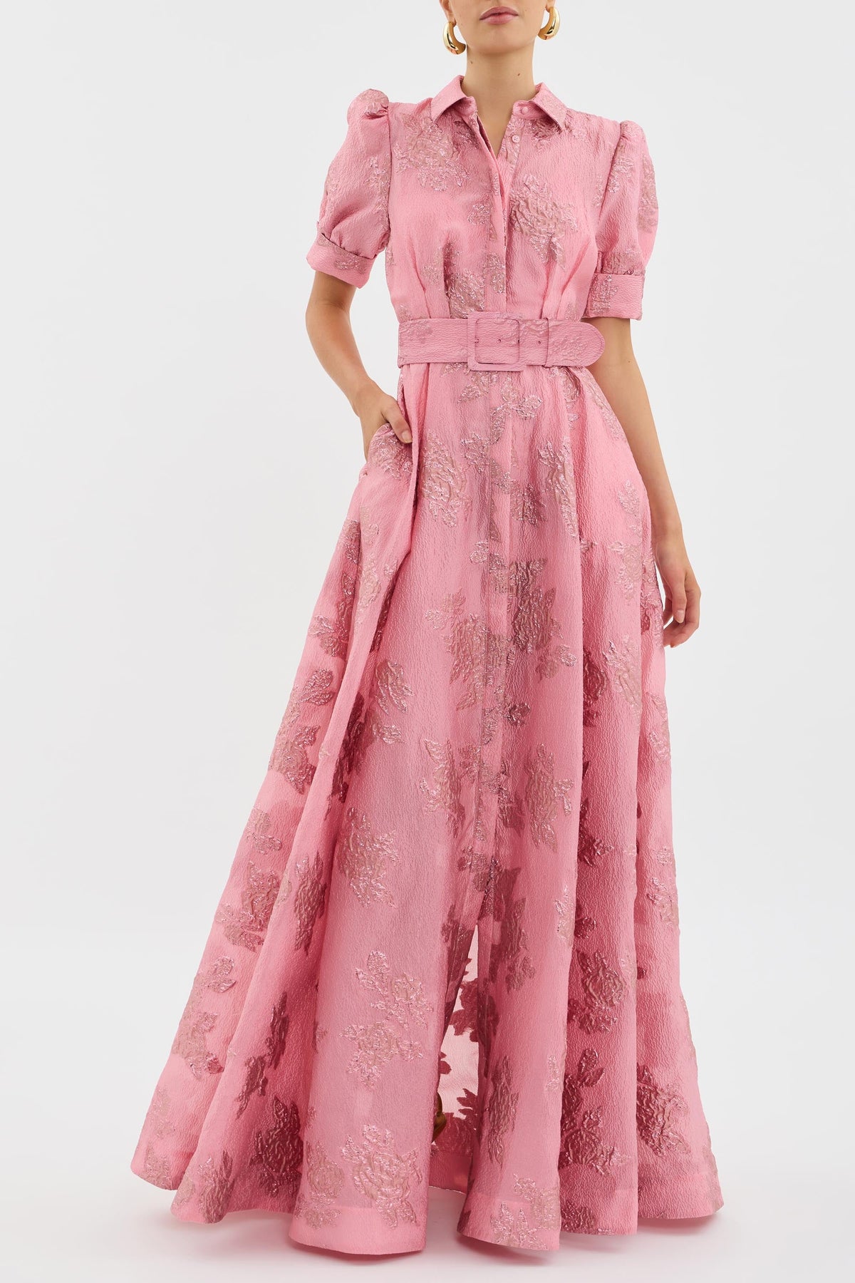 Aria Dress with Short Puff Sleeves – women's dresses, view 2