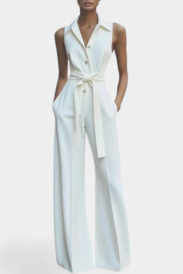 Ariella Structured Lapel Casual Jumpsuit – women's jumpsuits, view 3