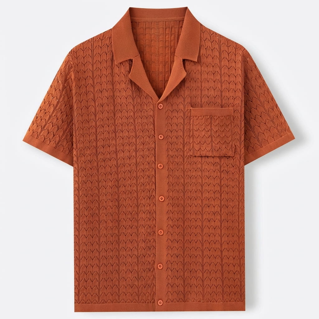 Men's elegant knit polo shirt, alternate view