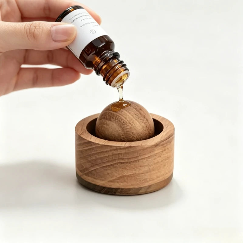 Adding essential oil to the Aroma wooden diffuser