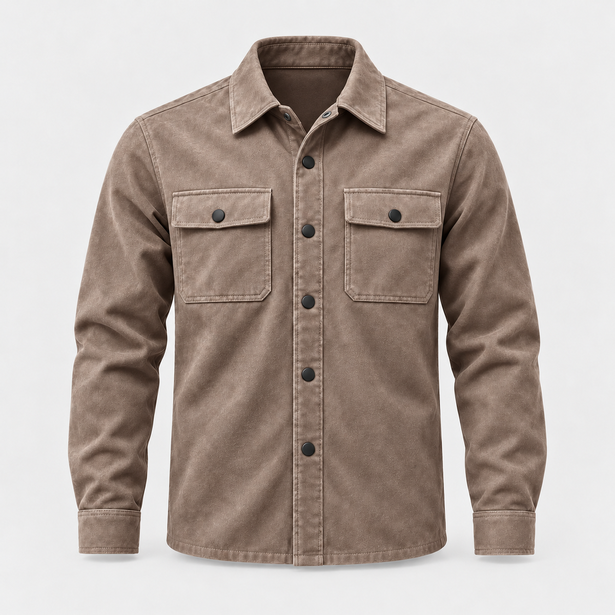 Ashton Suede Overshirt - Desert Khaki