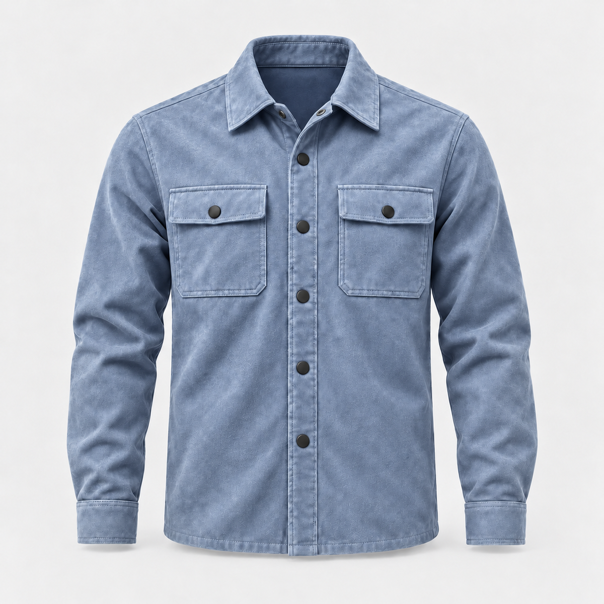 Ashton Suede Overshirt - Dusty Blue