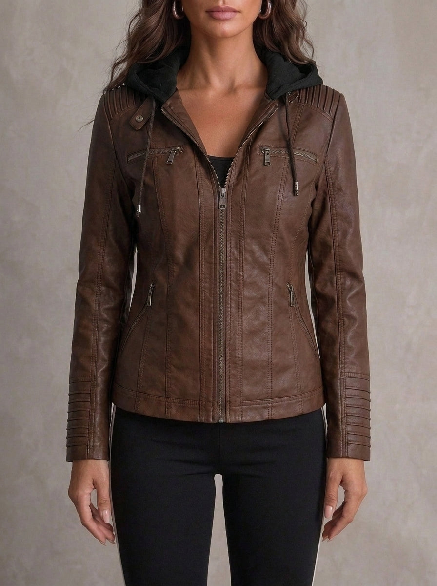 Milano Classic Leather Jacket in Dark Brown