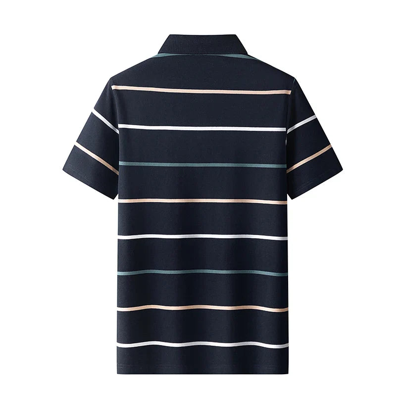 Gennaro men's elegant striped polo shirt, alternate view