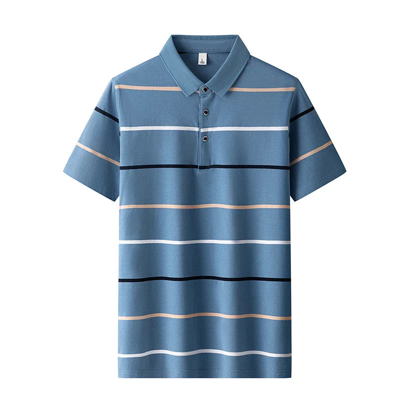 Gennaro men's elegant striped polo shirt, view 4