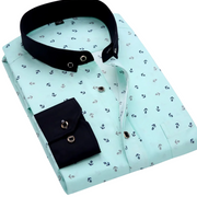 White with Navy Anchor Print / 4XL