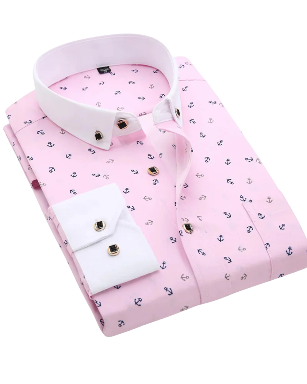 Pink with White Collar & Navy Anchors / 4XL