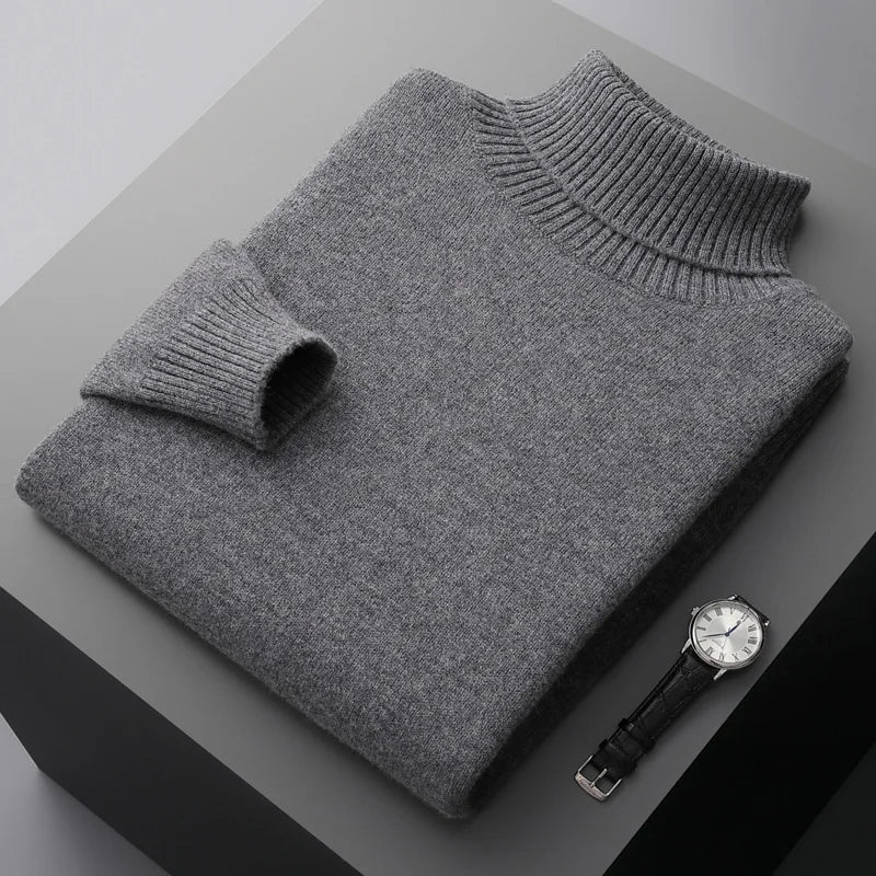 Portofino men's wool turtleneck sweater, view 4