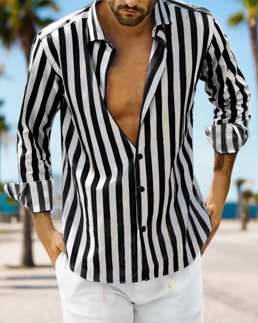 Giovanni men's striped shirt, alternate view