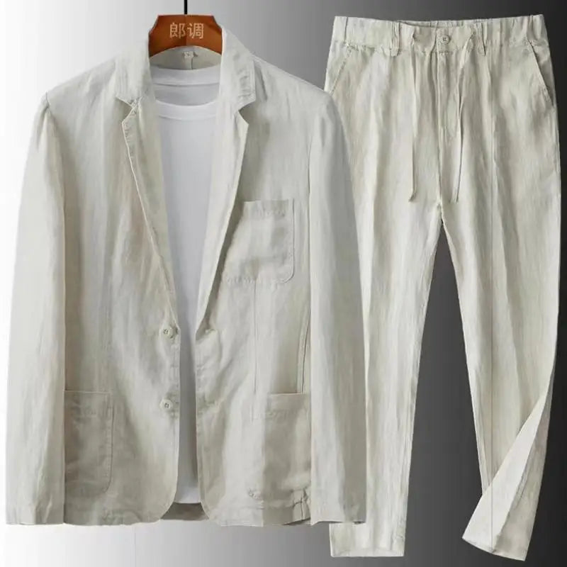 Leonardo men's linen two-piece set, alternate view