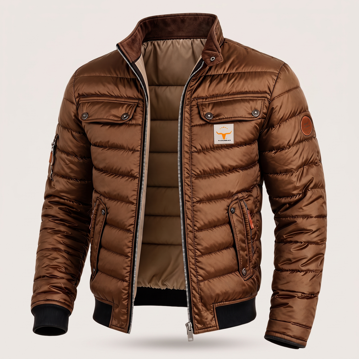 Beckett men's quilted field jacket - Brown
