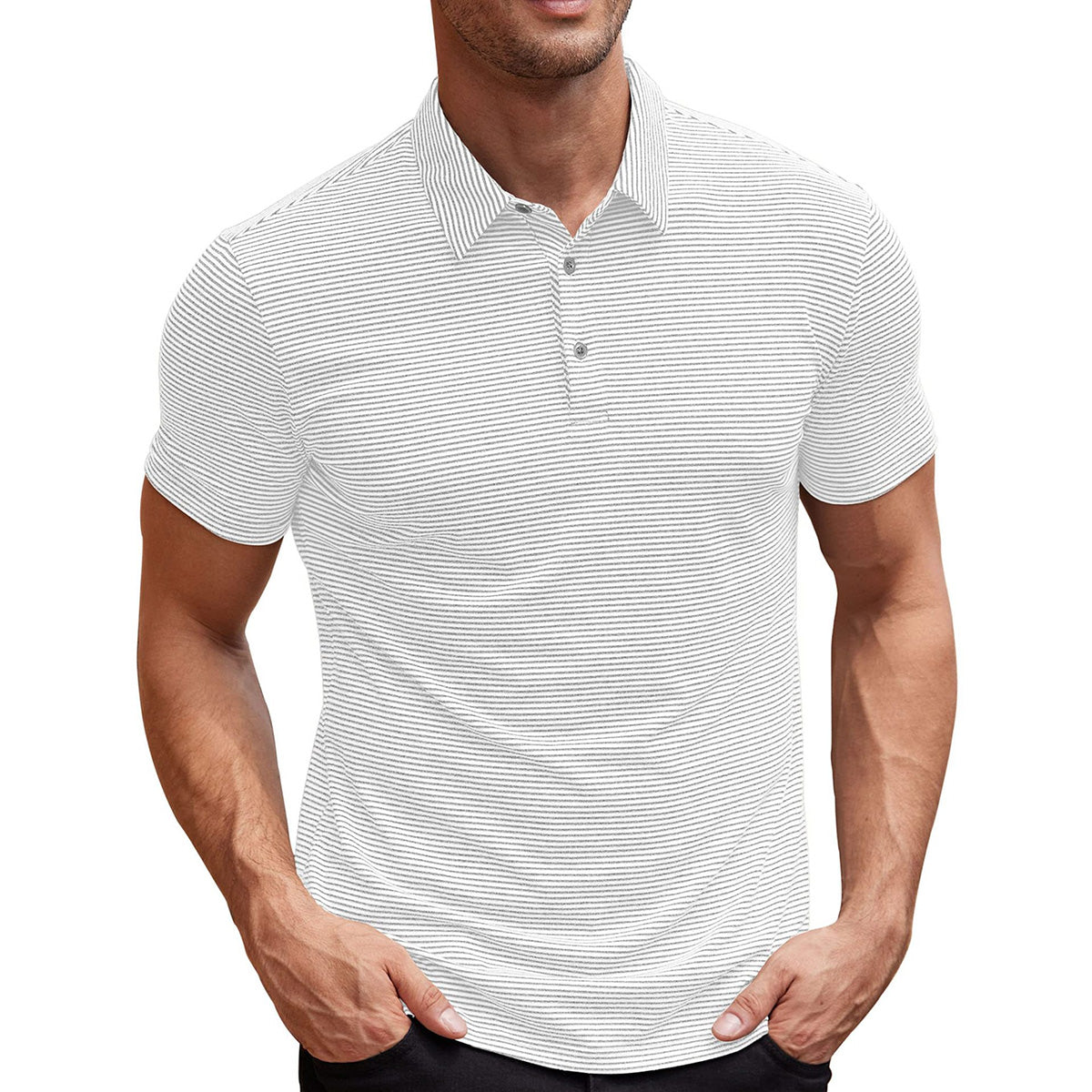 Davide men's striped polo shirt, alternate view
