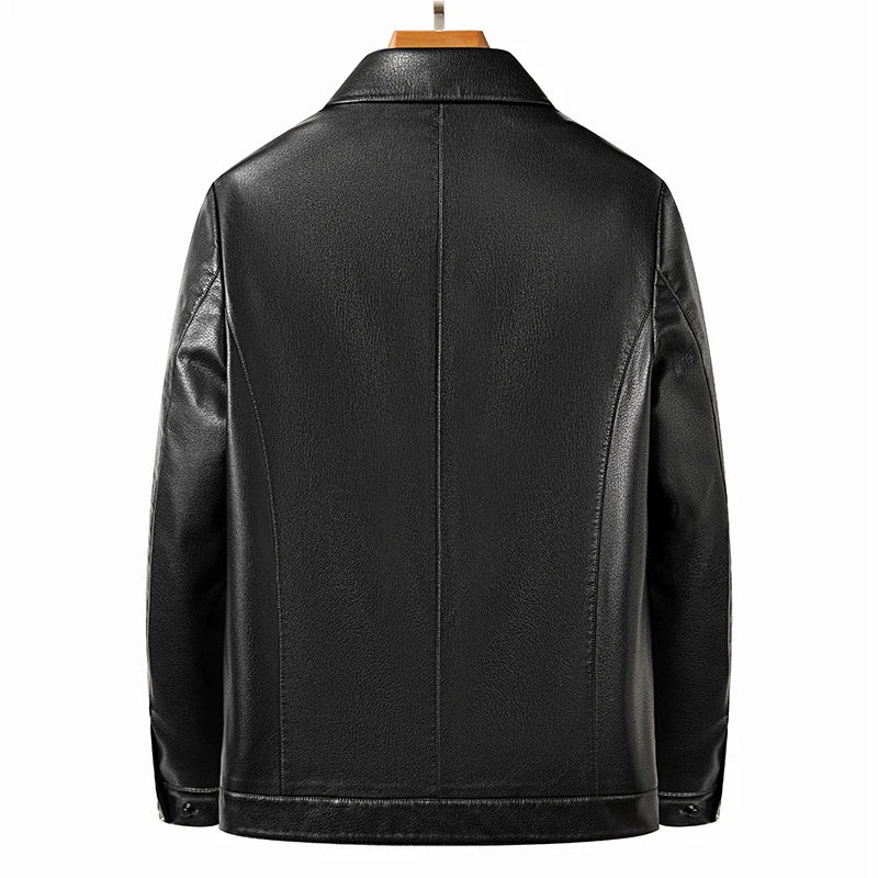 Men's elegant leather jacket, alternate view