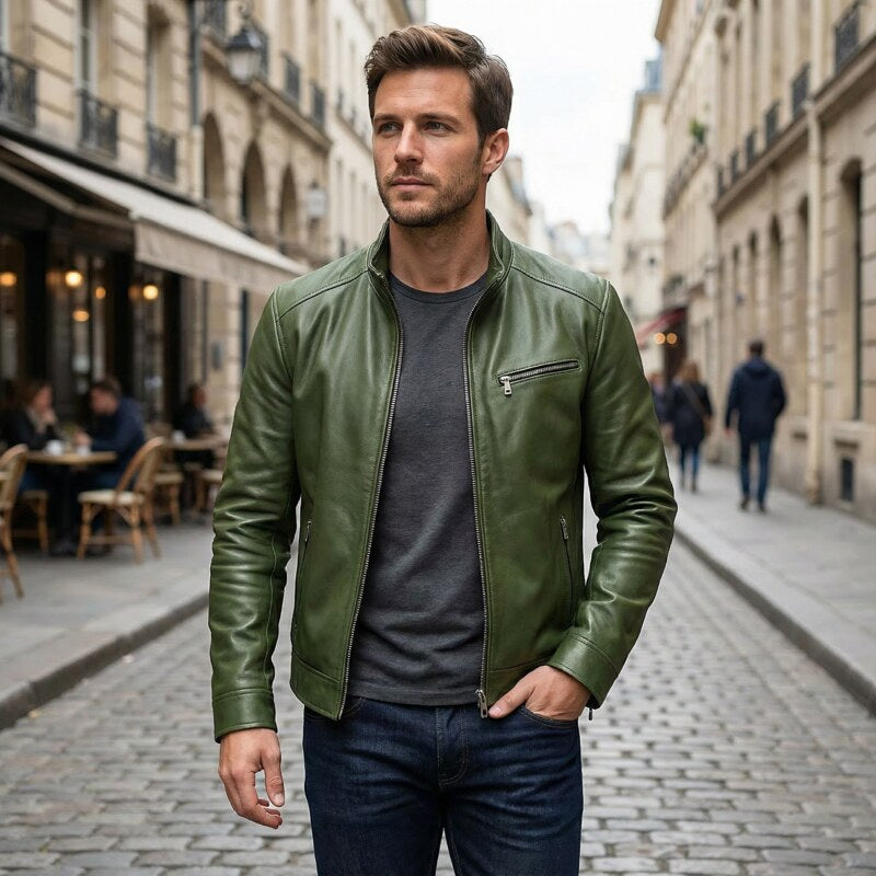 Andrea men's vintage leather jacket, additional view
