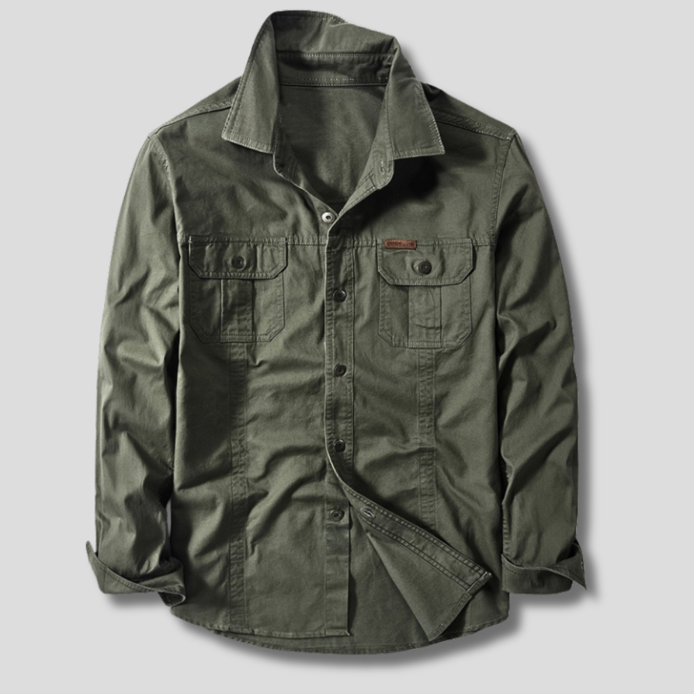 Men's cotton cargo shirt, view 4