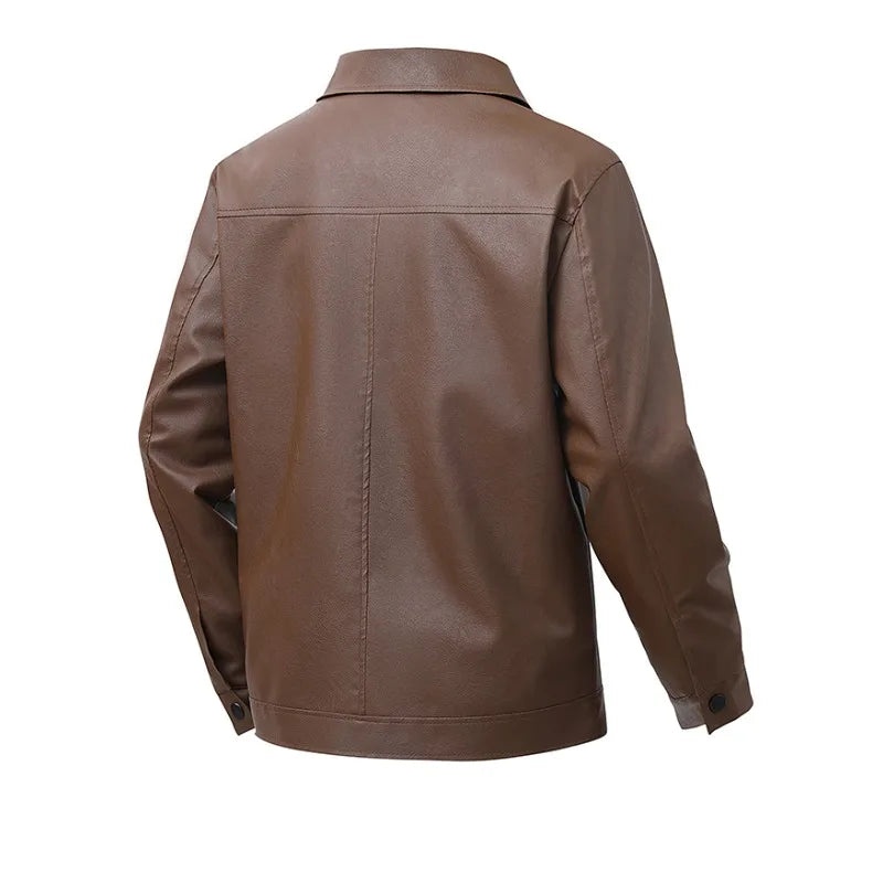 Men's elegant leather jacket, alternate view
