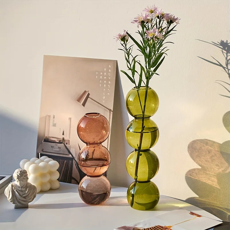 Bolle green bubble vase with flowers