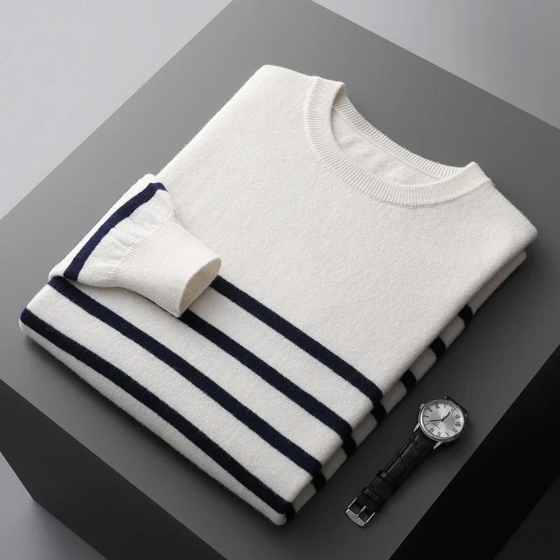 Men's elegant striped sweater, alternate view