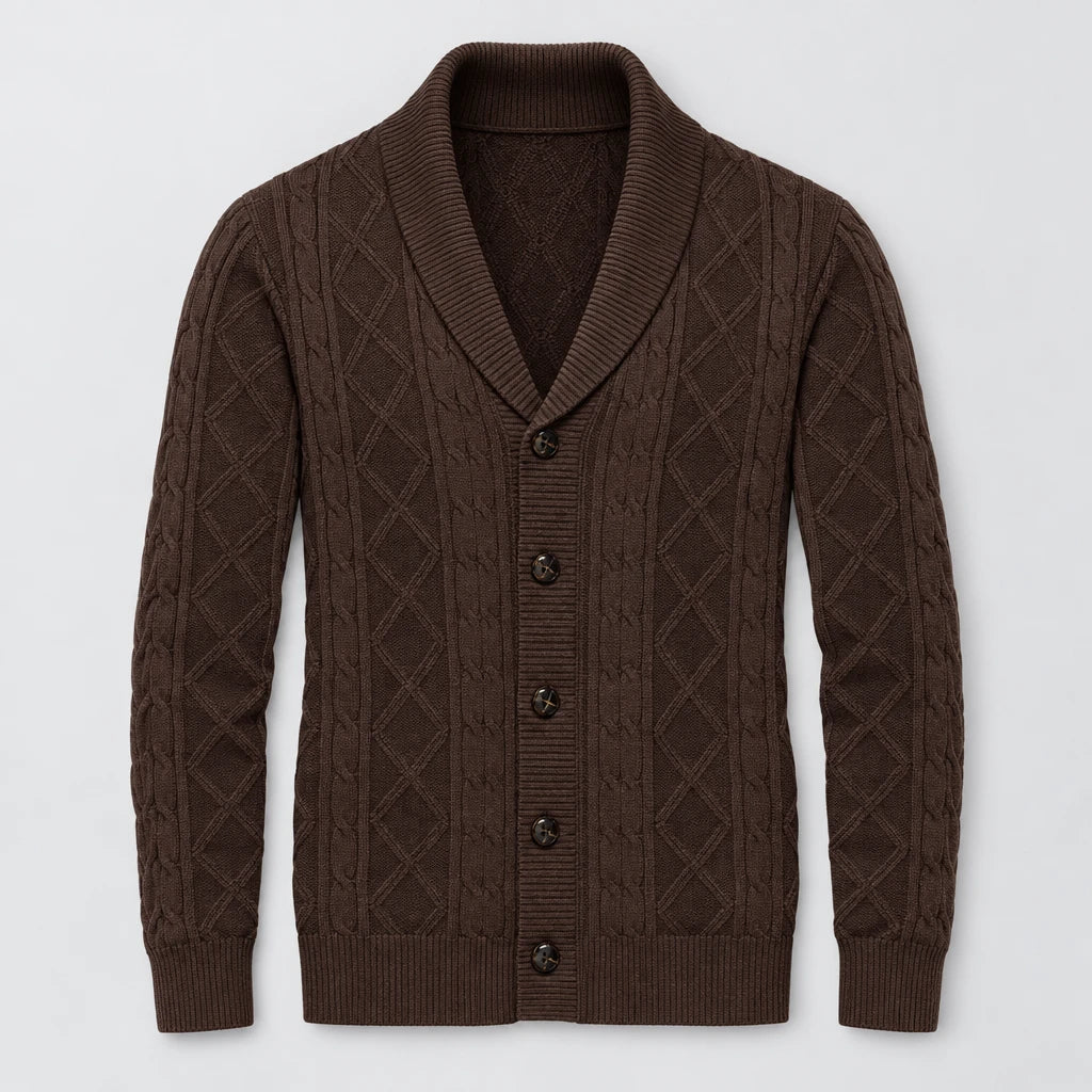 Bradford Cable Knit Cardigan - Espresso Brown