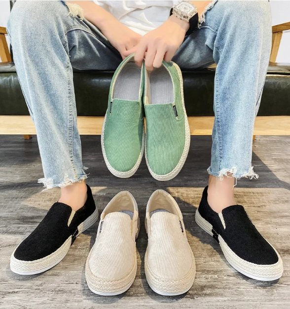 Men's breathable canvas slip-on shoes, view 4