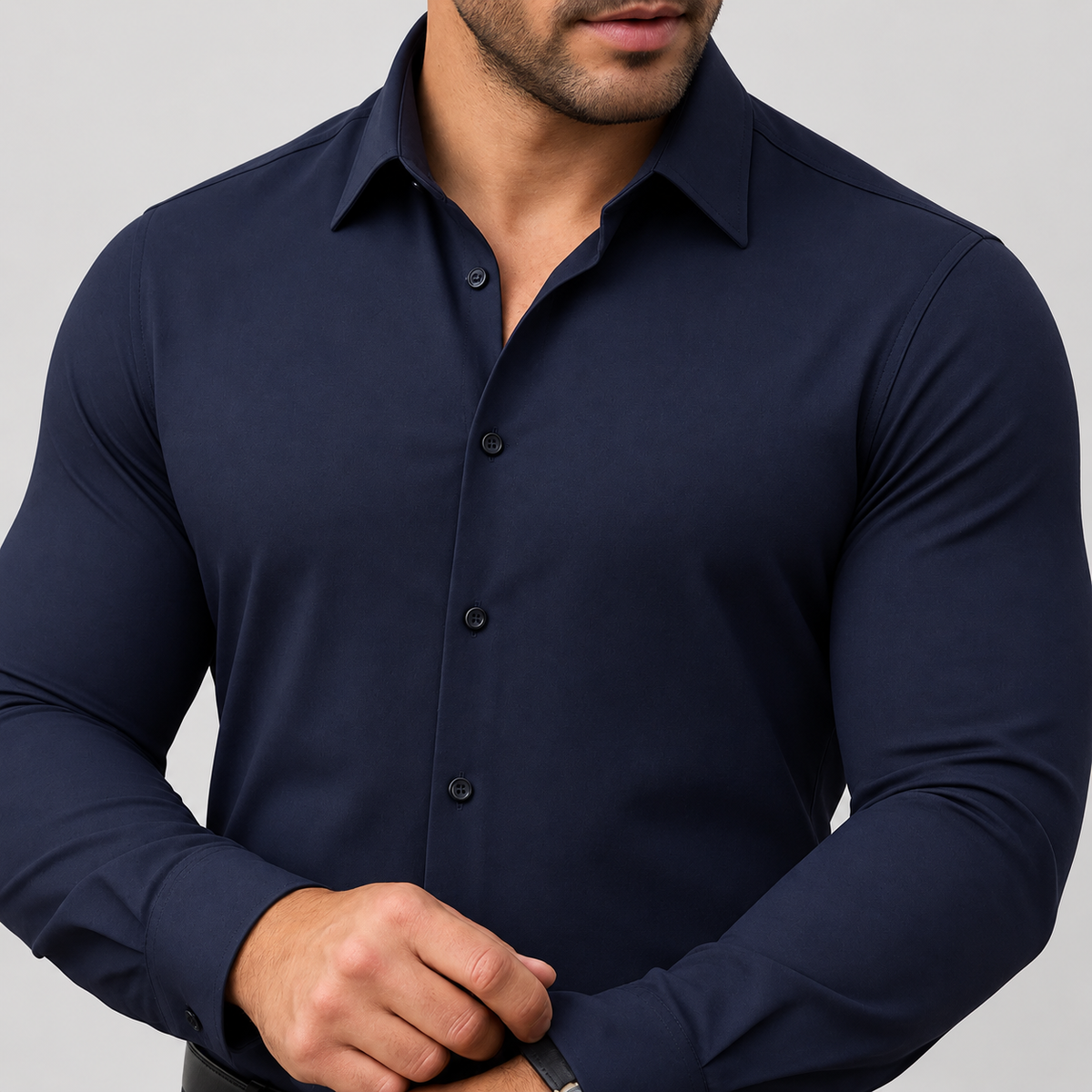 Brera men's slim-fit stretch dress shirt in Deep Navy