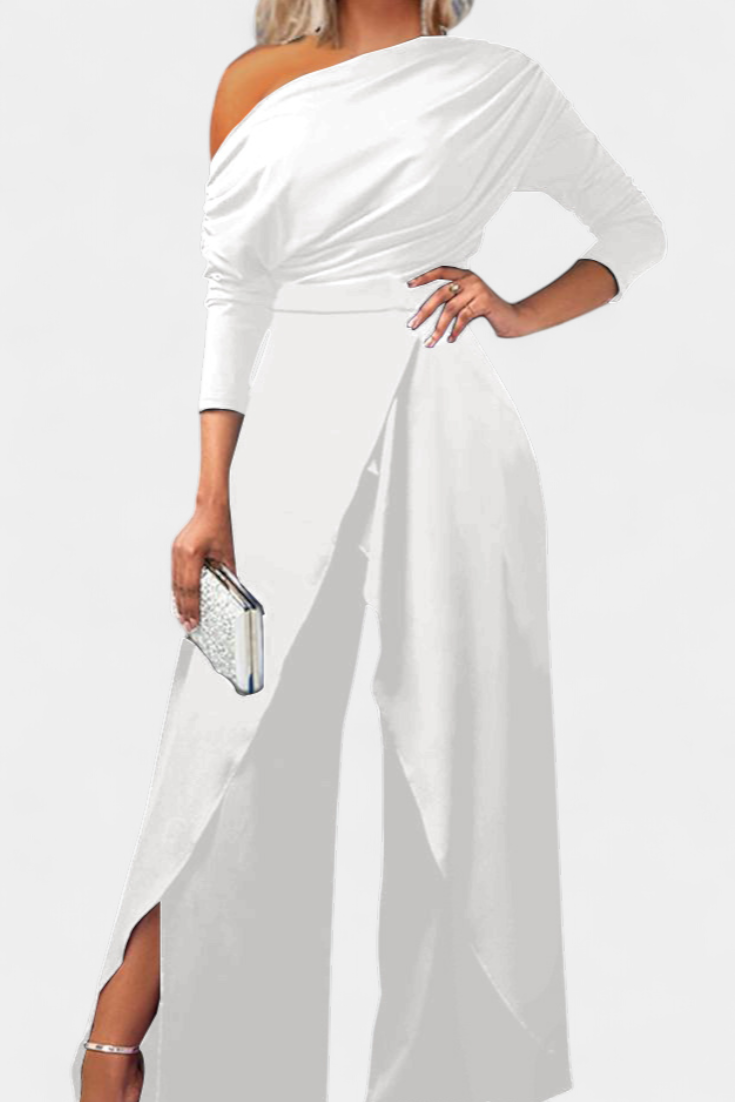 Brina Asymmetrical Jumpsuit with Pearl Embellished Shoulders and Straight Legs – women's jumpsuits, view 4