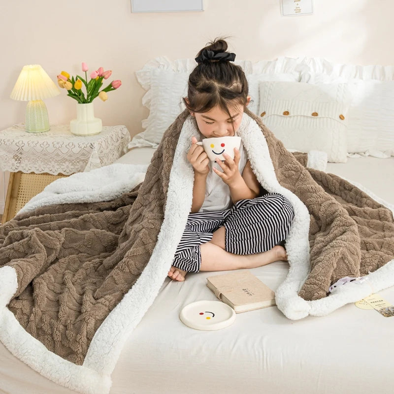Wrapped in the Brunico sherpa blanket