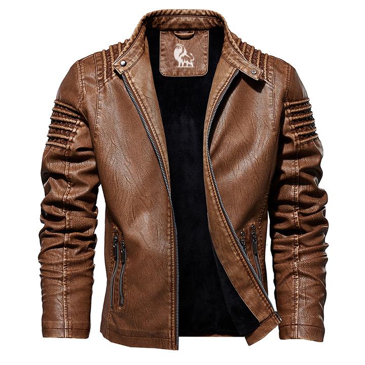 Umberto men's vintage leather jacket, alternate view